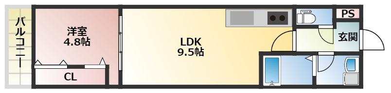 アート守口(1LDK/2階)の間取り写真