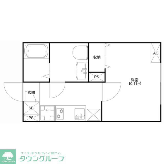 MQUARTO葛飾四ツ木(1K/2階)の間取り写真