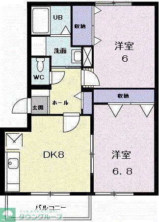 ハイツムラタ(2DK/1階)の間取り写真