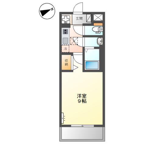 グラン アイリス 本厚木(1K/1階)の間取り写真