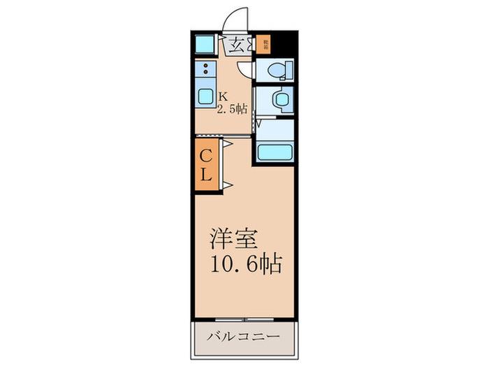 GROUNDIST横田(1K/3階)の間取り写真