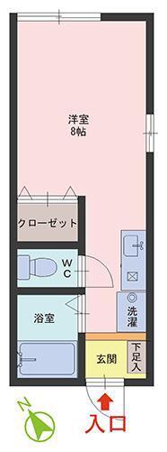エリアウィズユー(ワンルーム/2階)の間取り写真