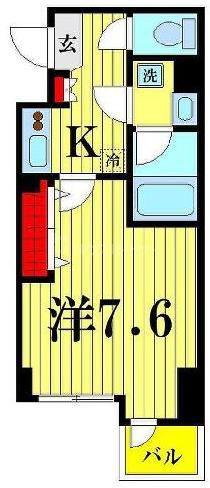 シンフォニー錦糸町(1K/2階)の間取り写真