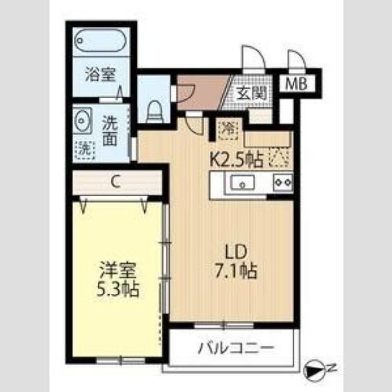 BILLS NAKANOSHIMA(1LDK/3階)の間取り写真