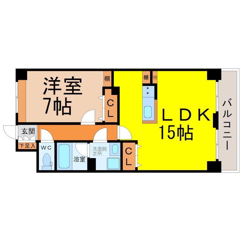 HERENCIA千代田(1LDK/6階)の間取り写真