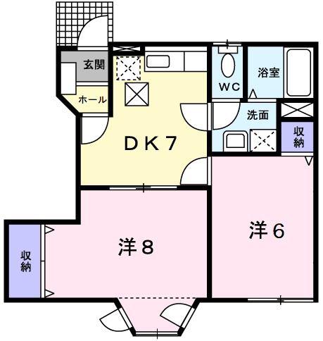 エクセレンテ・F 弐番館(2DK/1階)の間取り写真