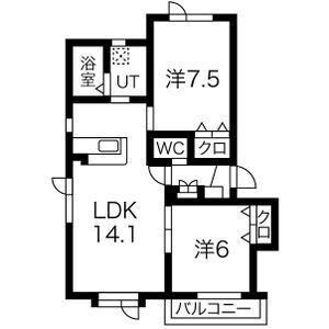 CALM HOUSEI(2LDK/1階)の間取り写真
