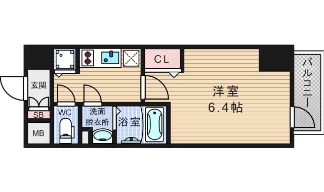 ララプレイス難波シエール(1K/5階)の間取り写真