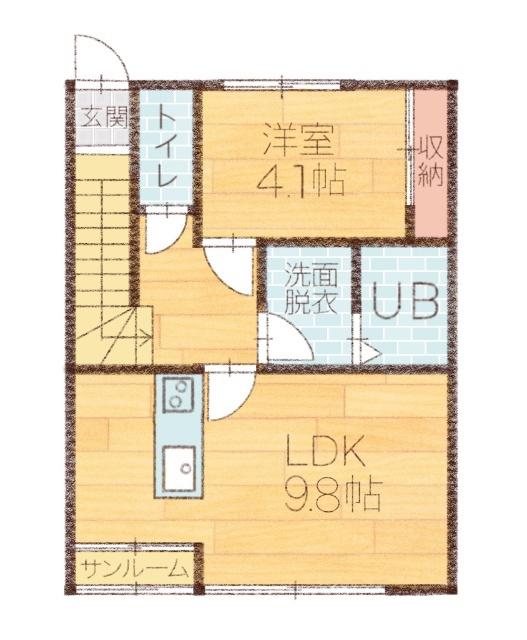 神宮寺尾(1LDK/2階)の間取り写真