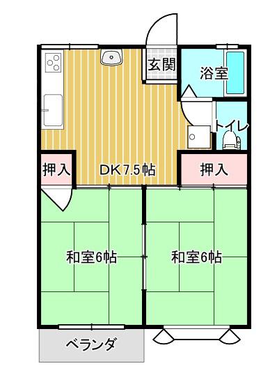 サンハイツ(2DK/2階)の間取り写真