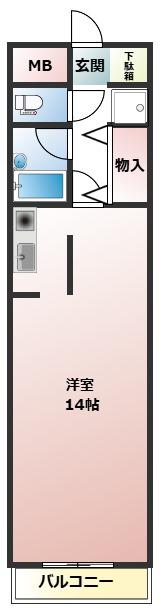 アネックス日立(1K/4階)の間取り写真