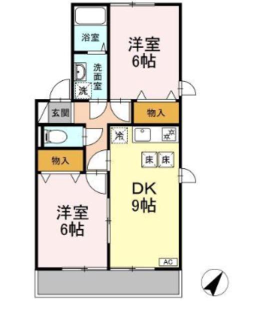 パルシャルマン D棟(2DK/1階)の間取り写真