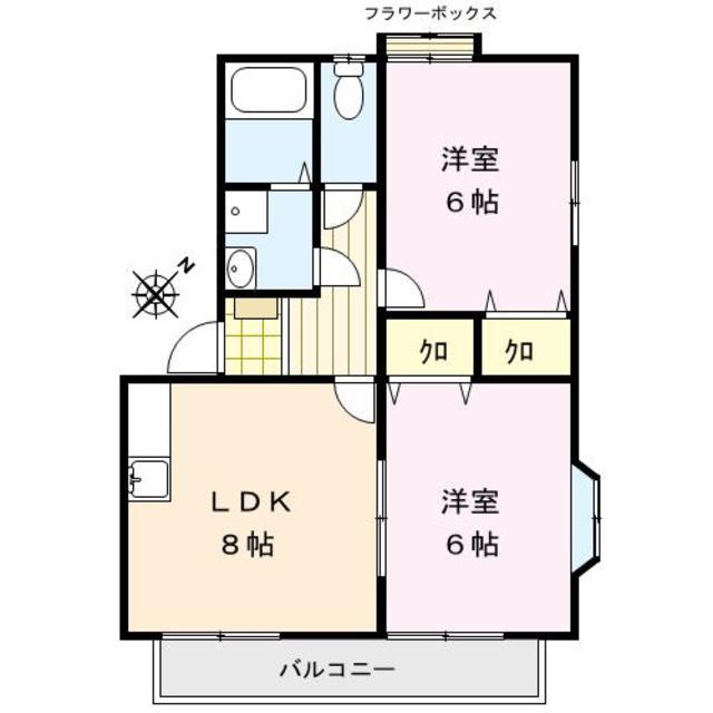 アネックス安武(2LDK/2階)の間取り写真