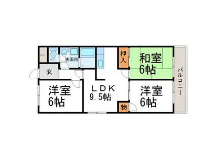 エコロシティー七松(3LDK/2階)の間取り写真