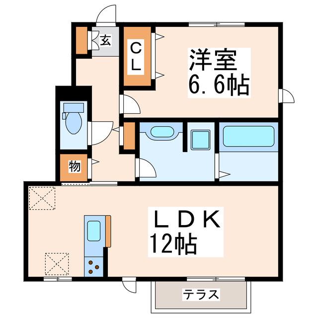 D-ROOM中原町(1LDK/1階)の間取り写真