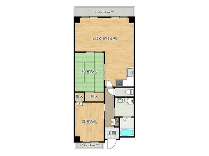 エスペランス江坂(2LDK/1階)の間取り写真