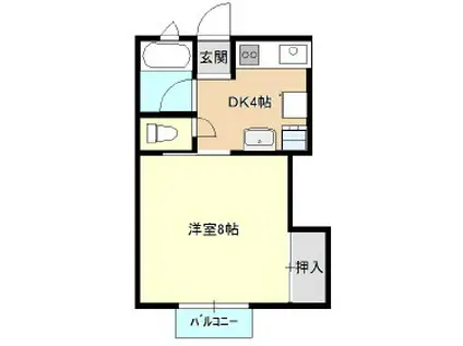 コーポ及川(1K/1階)の間取り写真