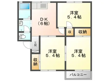 シティライフ原永(3DK/2階)の間取り写真