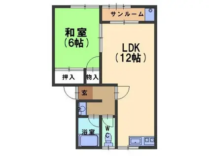 イーストハウス(1LDK/2階)の間取り写真