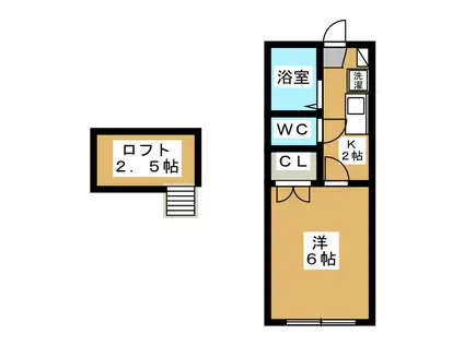 ヒルトップ銀河(1K/2階)の間取り写真