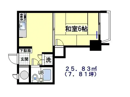巣鴨陽光ハイツ(1DK/4階)の間取り写真