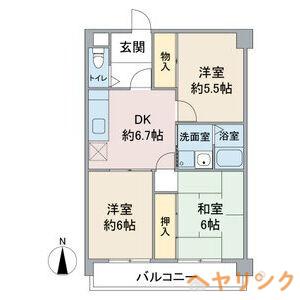 アーバンきたじま(3DK/5階)の間取り写真