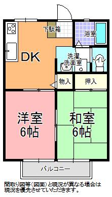 関口ハイツ B棟(2DK/1階)の間取り写真