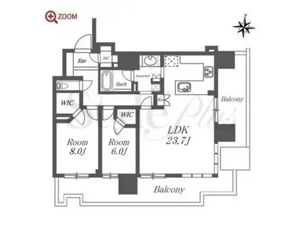 ザ ファインタワー久屋大通(2LDK/10階)の間取り写真
