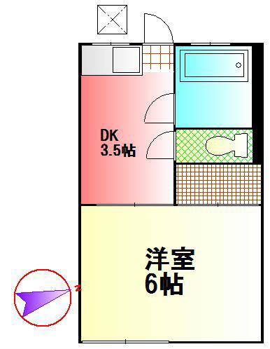 青木アパート(1DK/2階)の間取り写真
