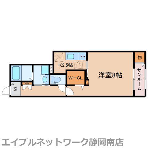 メゾン フルール(1K/1階)の間取り写真