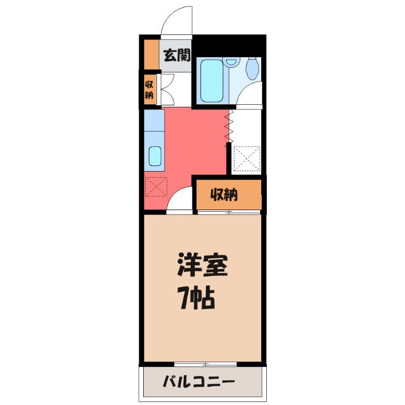 本木マンション(1K/2階)の間取り写真