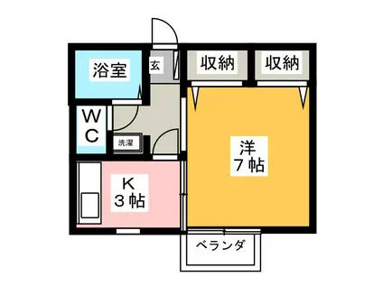 クレールヒノデ(1K/1階)の間取り写真