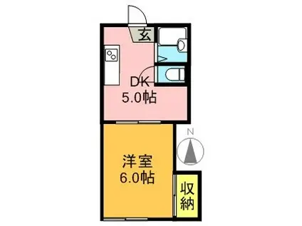 メゾン入江(1DK/2階)の間取り写真