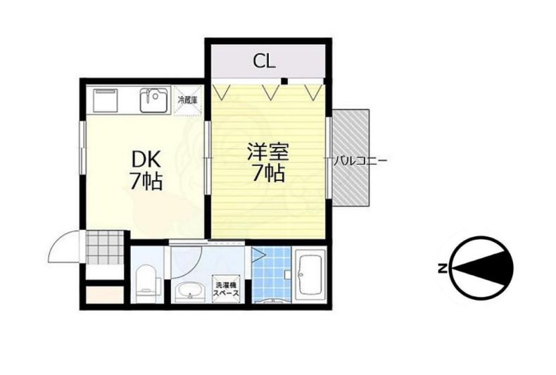 北斗星7(1DK/2階)の間取り写真
