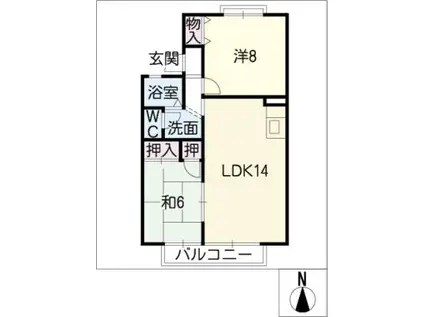 セジュール粟野西(2LDK/2階)の間取り写真