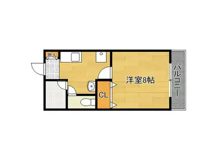 クレストK2(1K/2階)の間取り写真