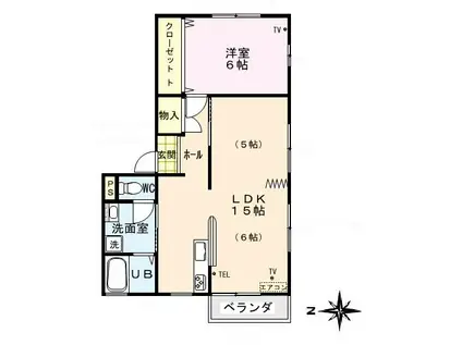 KSIII A(1LDK/2階)の間取り写真