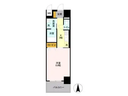 フロンティア・コンフォート研究学園(1K/7階)の間取り写真