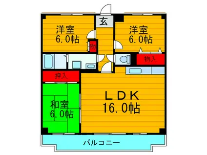 TSUKINOKI ASADA(3LDK/3階)の間取り写真