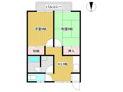 アーバンハウスイトウ(2K/2階)の間取り写真