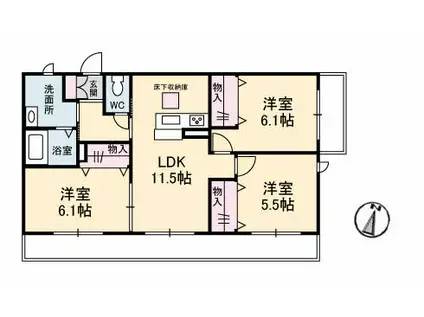 シャーメゾンイーハトーヴ(3LDK/3階)の間取り写真