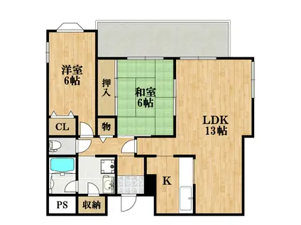 CALME-J1(2LDK/3階)の間取り写真