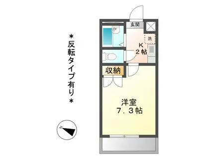 あおりんご(1K/2階)の間取り写真