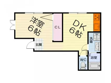 長島ビル(1DK/2階)の間取り写真