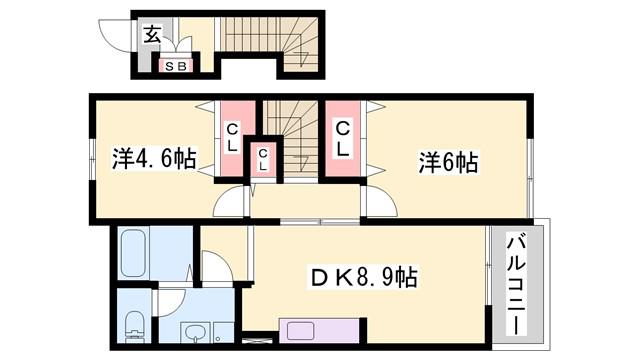 サンパティオ O.G.MII(2DK/2階)の間取り写真