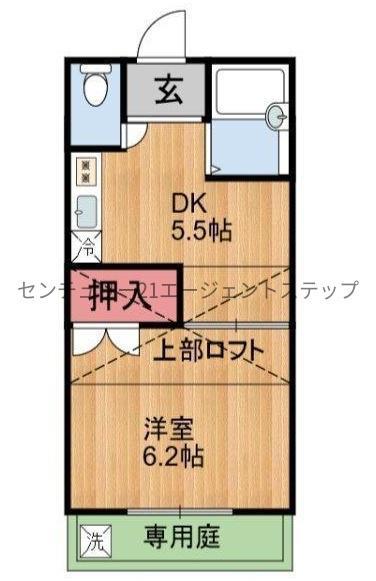 A-STEP城ヶ崎(1DK/1階)の間取り写真