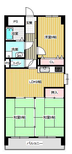日神パレステージ宮崎(3DK/4階)の間取り写真
