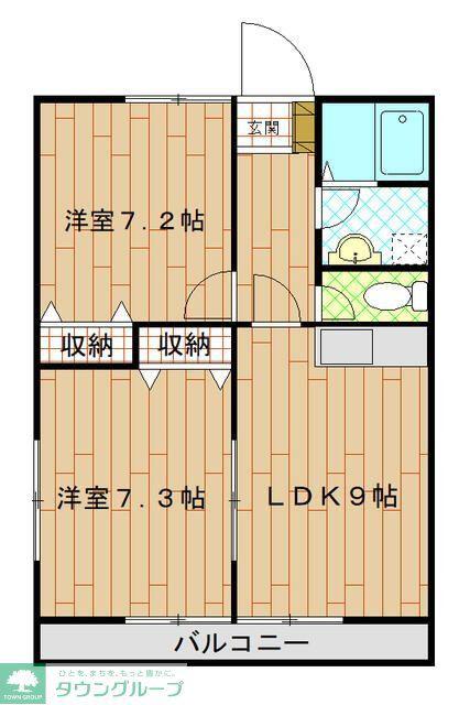 ライオンズハイツ2号館(2LDK/1階)の間取り写真