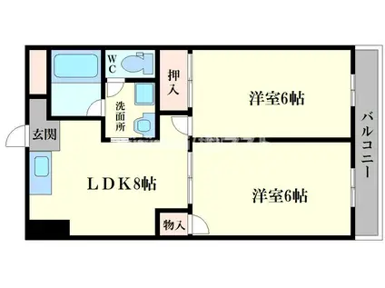 エクセルハイム川富(2DK/9階)の間取り写真