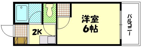 グリンハウス三篠(1K/3階)の間取り写真